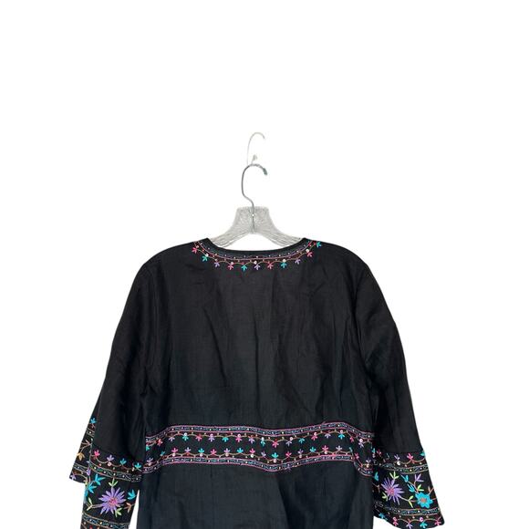Silkland Linen Embroidered Sequin Bohemian Boho Gypsy Jacket Blazer Size Large - Picture 8 of 12